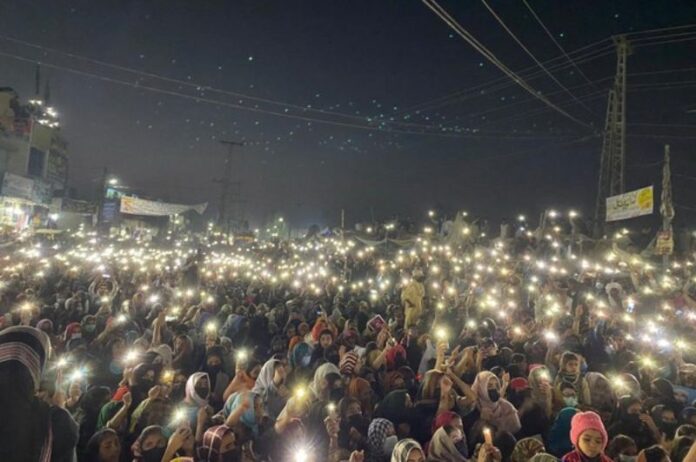 A sea of protesters fills the streets of Taunsa, passionately voicing their solidarity against the ongoing Baloch genocide. The vibrant and determined crowd demands justice and international attention to the plight of the Baloch people.