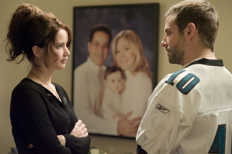 Bradley Cooper and Jennifer Lawrence in a scene from Silver Linings Playbook.