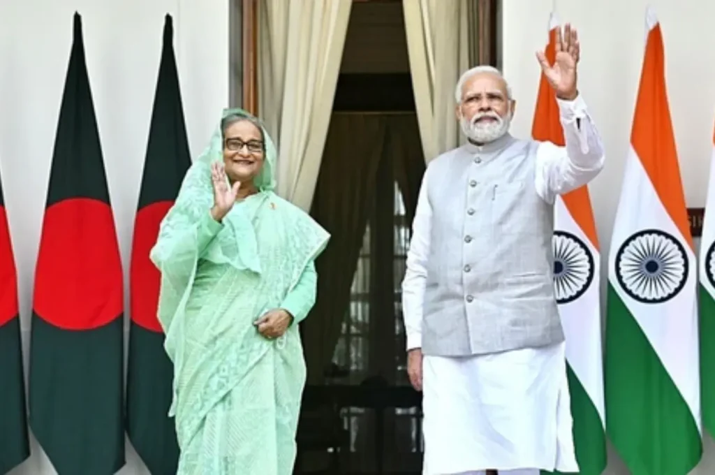 Sheikh Hasina participating in an international summit, highlighting her role in advancing Bangladesh’s diplomatic and global relations.